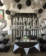 Hemito Paper Black,Silver Birthday Balloons Combo (Set Of 51)