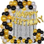 FANEX Happy Birthday Golden Foil Balloon(Pack of 87)