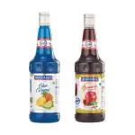 Manama Blue Curacao Syrup and Grenadine Syrup | 750ML Each | Mixer for Mocktails, Cocktails, Drinks, Juices, Beverages | Pack of 2