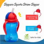 Adore Sippero Sports Straw Sipper with Gravity Ball and Retractable Dust Free Cap- 300ml- Blue