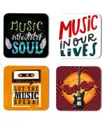 Whats Your Kick Music Lover Music is The Art of Soul Quotes Printed Set of 4 Coaster With Metal Stand