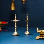 Rafab Home Traditional Brass Oil Lamp Kerala Fancy (Height 11 Inch) Pack Of 2
