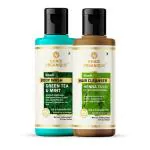 Khadi Organique Green Tea Mint Body Wash & Henna Tulsi Shampoo (Pack Of 2) 420 ml