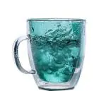 Ramkuwar Double Wall Glass Coffee Mug With Handles for Hot Drinks, Juice, Ice Cream, Milk (Green)