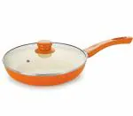 Nirlon Orange Aluminium Ceramic Non-Stick Frying Pan with Lid 1.5 L