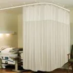 Lushomes Hospital Partition Curtain, NetFabric Hole Design, Cream, ZigZag Design 20x84Inch, Pkof1