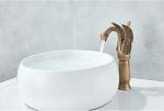SANIKART Antique Brass Bathroom Cold and Hot Water Faucet Swan Basin Sink Mixer Tap