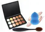 Lenon 15 Colors Contour Concealer Palette +1 Cream Powder Makeup Brush +1Puff ( Pack of 3) (3 Items in the set)