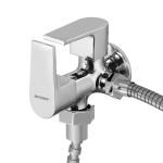 WATERMAN Leo Angle Cock Valve 2 Way (1 Pc) With Wall Flange Brass Chrome Finish Wall Mounted 2in1 Angle Valve For Bathroom, Toilet, Washing Machine, Geyser, RO, Health Faucet, Jet Spray