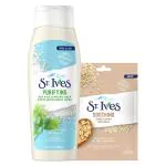 St. Ives Purifying Sea Salt And Pacific Kelp Exfoliating Body Wash, 400 Ml With Glowing Oatmeal Soothing Sheet Mask (Combo Of 2) Radox