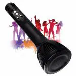 MOUSIKI Design 2 Advance Handheld Wireless Singing Mike Multi-Function Bluetooth Karaoke Mic with Microphone Speaker with Recording + USB+FM + Many More Features (Black)