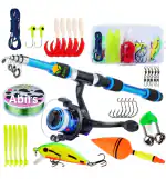 Abirs Fishing Rod Set Glass Fiber 2.1m Telescopic Spinner Fishing Rod With Reel Combo Full Fishing Kit For Fishing Enthusiasts