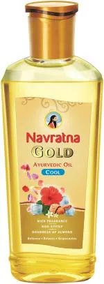 Navratna Gold Ayurvedic Oil Non Sticky And Non Greasy With Almonds And 9 Herbs Hair Oil, 300 Ml