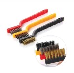 QINPIN Wire Cleaning Brush 3 pcs Set of Brass, Nylon, Stainless Steel Brush for Cleaning Gas Burner, Grills, Appliances, Stove, Chimney