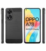 Fastship Silicone Hybrid Rubber Case Back Cover for OPPO A78 4G - Black