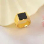 Memoir Brass Gold Black Onyx Plate Men fashion jewellery finger ring