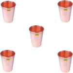 Shivshakti Arts (Pack of 5) C-1180-5 Glass Set Water/Juice Glass (300 ml, Copper, Brown)