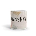 Rish Anushka Texture Name Theme Printed Multicolor Ceramic Coffee Mug, 350 Ml