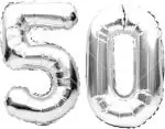 Party Midlinkerz Aluminium 16 inch Silver 50th Birthday and Anniversary Celebration Foil Balloons