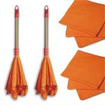Vimal Golden Handle Duster (Dust Mop - 2 Pcs.) and High Density Dust Cleaning Flannel Cloths (A Pack of 6) Combo Set