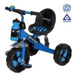 Dash Motocross Stylish Steel Tricycle for Kids/Baby with Strong Frame, Cute Bell n High Back Rest (Blue)