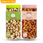 41 Foods Dry fruits combo pack of 2 Californian Pistachios Almonds | Badam Pista ( 500 GM X 2 ) 1 KG