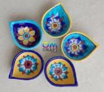Om Craft Villa Blue Pottery Art Traditional Design Handmade Decorative Diwali Diya (Pack of 5)