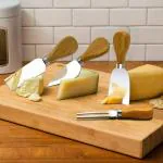 Kunya 4 PCS Cheese Knife Set Cheese Slicer and Cutter Collection with Wooden Handle