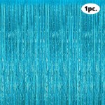 House of Banter 3 ft X 6 ft Metallic Sky Blue Foil Curtain for Birthday Decorations / Anniversary (1 pc Sky Blue Metallic Foil Fringe Curtain)