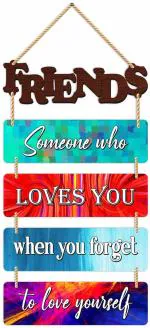 CVANU Friends Cutout with Positive Quote Wooden Wall Hanging for Wall Decor