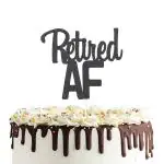 Festiko Retired Af Cake Topper, Double Sided Black Glitter Happy Retirement Offcially Retired Party Decorations