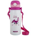 Dubblin Donut Stainless Steel Double Wall Vacuum Insulated BPA Free Water Bottle for Kids with Anti Skid Bottom & Leak Proof Lid, Sports Thermos Flask Keeps Hot 6 Hours, Cold 12 Hours (Pink 450 ML)