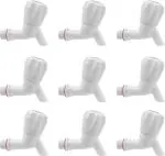 Cossimo White Plastic Polo Bib Cock Short Body Tap Faucet Wall Mount Installation Type (Pack Of 9)