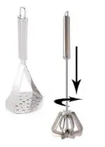 Stainless Steel Big Potato Masher With Stainless Steel Churner ,Steel Hand Blander and Multicolour, Pack of 2