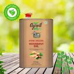 Gyros Stone Cold Pressed Groundnut Oil 5Litre | Stone Pressed Peanut Oil | Kolhu/ Chekku / Kacchi Ghani Mungfali Oil | Natural Unrefined Groundnut Oil for Cooking | No Adulteration | 100% Pure Edible Groundnut Oil for Cooking 5L