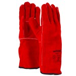 Mallcom Safety Gloves, F437 Dyed Red Split Welder Safety Gloves, Heat Spark & Flame Resistance, Use full in these Industries Automobile, Iron & Steel, Metallurgy, Reapir & Maintanence (Pack of 4) (9)