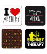 Whats Your Kick Archery With I Love Archery Quotes Printed Set of 4 Coaster With Metal Stand
