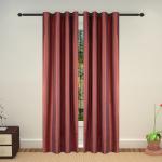 Lushomes Polyester Maroon Art Silk Long Door Curtain with Polyester Lining 54 inch x 108 inch