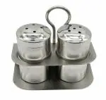 eKitchen Stainless Steel Salt And Pepper Shaker Set With Stand