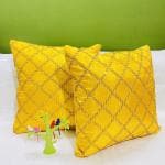 BALLEY Yellow Silk Cushion Cover (16x16 inch) (Pack of 2)