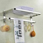 SYNERGY - 304 Grade 24 Inch Stainless Steel Dual Folding Towel Rack for Bathroom/Towel Stand/Hanger/Bathroom Accessories