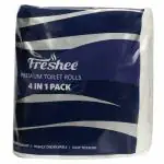 Freshee 3 Ply 4 In 1 Toilet Tissue Roll, Made with 100% Virgin Fibre, Skin Friendly, Bacteria Resistant, Disposable, Hygince & Fresh Tissue Paper