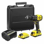 Stanley FATMAX SBD715D2K-B1 20 V Cordless Brushed Hammer Drill Machine with Batteries and Charger 13 mm