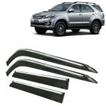 Kingsway Car Wind Deflectors Rain Guard Window Visor for Toyota Fortuner 2008, 2009, 2010, 2011, 2012, 2013, 2014, 2015, 2016, 2017 Model, Car Door Visor with Chrome Lining Online India, Car Sun Shades