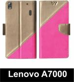 Sbms Lenovo A7000 Pink Artificial Leather Shock Proof Flip Cover