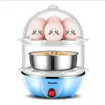 THEMISTO 350 Watts Egg Boiler/Poacher/Cooker for Steaming, Cooking & Boiling (TH-611(14 eggs)) - Blue, Plastic, 14 Ounces