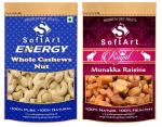 SoftArt Dry Fruits Combo Of Whole Kaju Nuts & Munakka Raisins Vacuum Pack - (Pack of 2, 250 g Each)