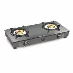 Sunflame Desire Black Stainless Steel Glass Top 2 Brass Burner Gas Stove