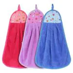 DELTA Soft Cotton Hanging Hand Towel for Kitchen Wash Basin Bathroom Pack of 3 Pcs