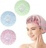 KENYBEA Waterproof Shower Caps,Elastic Reusable Bathing Hair Cap,Flower Printed(Pack 3) ()